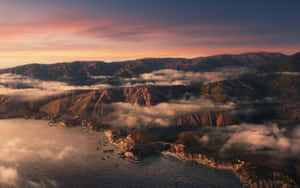 Big Sur Mountains Sunset Aerial View Wallpaper