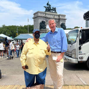 Bill De Blasio In A Busy Street Wallpaper