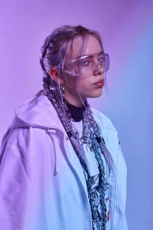 Billie Eilish In A Bold Purple Look Wallpaper