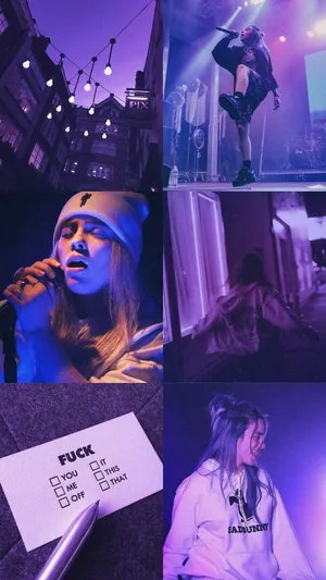 Billie Eilish Purple Tumblr Collage Wallpaper
