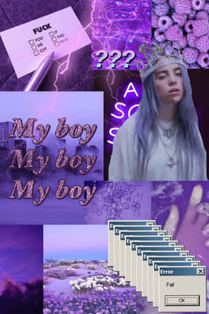 Billie Eilish Wearing Purple And A Crown Of Daisies Wallpaper