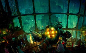 Bioshock Daddy Sister Balcony Wallpaper