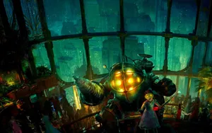 Bioshock Daddy Sister Balcony Wallpaper