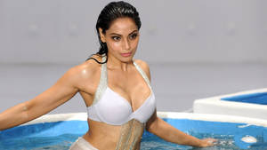 Bipasha Basu White Swimsuit Wallpaper