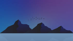 Birds And Mountain Minimalist Aesthetic Laptop Wallpaper