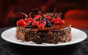 Birthday Cake With Decadent Fruit Toppings Wallpaper