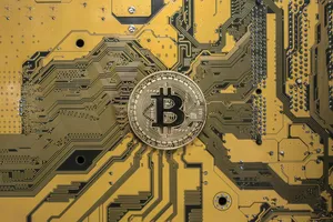 Bitcoin On Gold Motherboard Crypto Background Wallpaper