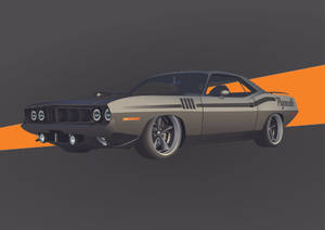 Black 1971 Plymouth Barracuda Art Wallpaper