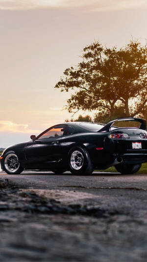 Black 1996 Toyota Supra Mk4 Rear End Wallpaper