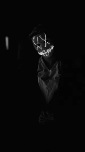 Black Aesthetic Phone Neon Face On Man Wallpaper