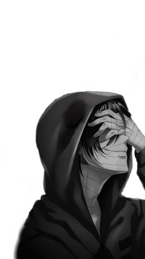 Black And White Anime Boy Covering Eyes Wallpaper