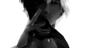 Black And White Anime Boy Holding Mask Wallpaper