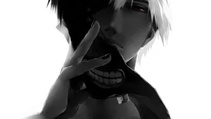Black And White Anime Boy Holding Mask Wallpaper