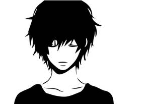 Black And White Anime Boy Minimalist Art Wallpaper