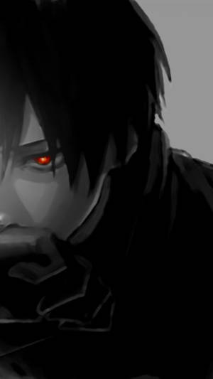 Black And White Anime Boy Red Eyes Wallpaper