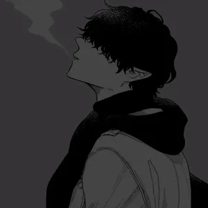Black And White Anime Boy With Smoke Wallpaper