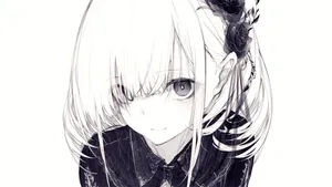 Black And White Anime Pfp Of Hito Komoru Wallpaper