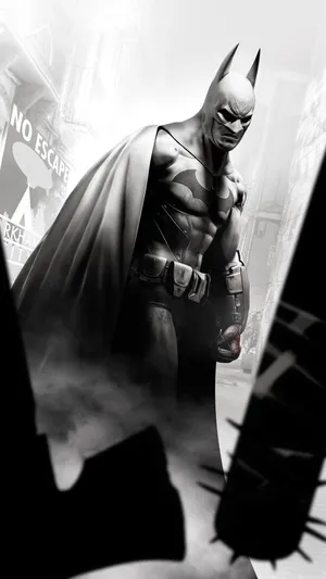 Black And White Batman Arkham Knight Iphone Wallpaper