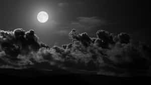 Black And White Cloud Full Moon Wallpaper