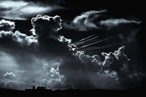 Black And White Cloud House Silhouette Wallpaper
