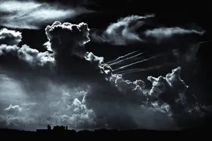 Black And White Cloud House Silhouette Wallpaper