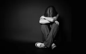 Black And White Crying Alone Wallpaper