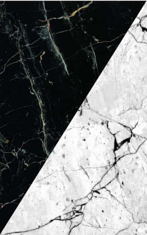 Black And White Diagonal Split Marble Wallpaper