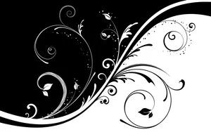 Black And White Floral Design Vector Wallpaper