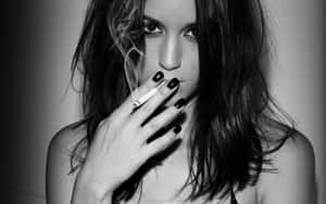 Black And White Girl Smoking Advertising Wallpaper