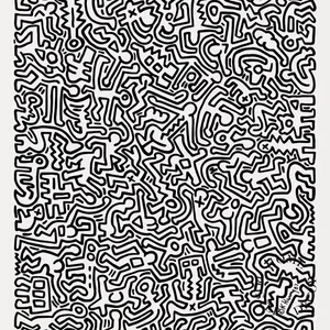 Black And White Graffiti Keith Haring Seamless Wallpaper