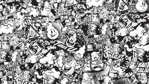 Black And White Graffiti Seamless Icons Wallpaper