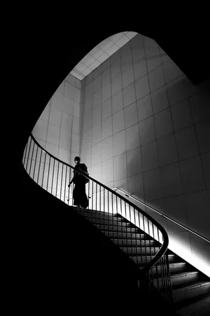 Black And White Hd Curvy Staircase Wallpaper