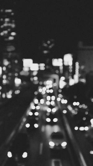 Black And White Iphone Blurry City Lights Wallpaper