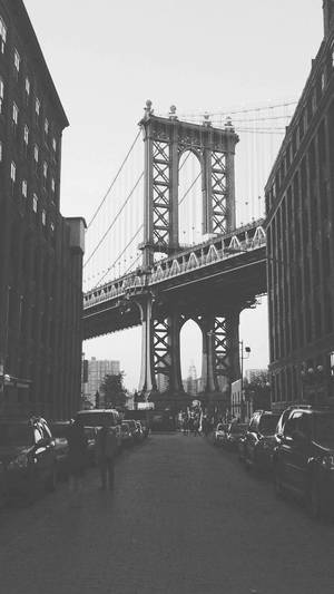 Black And White Iphone Manhattan Bridge Wallpaper