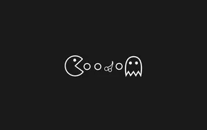 Black And White Pac Man Video Game Wallpaper