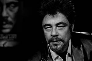 Black And White Portrait Of Benicio Del Toro Wallpaper