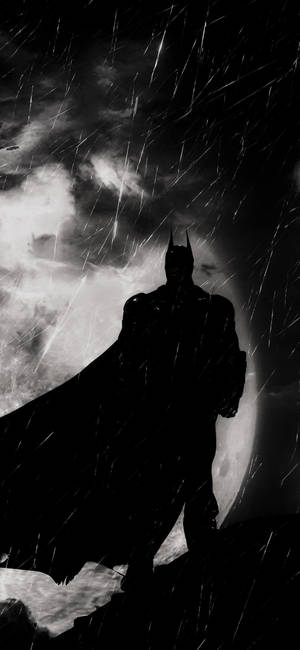 Black And White Silhouette Of Batman Arkham Knight Iphone Wallpaper