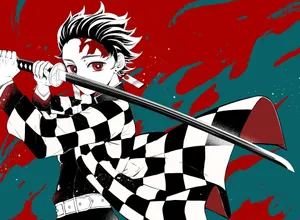 Black And White Tanjiro Kamado Wallpaper