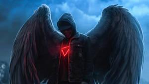 Black Angel Wings Hoodie Mask Wallpaper