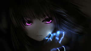 Black Anime Girl With Purple Eyes Aesthetic Pc Wallpaper