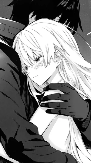 Black Anime Pfp Couple Hugging Wallpaper