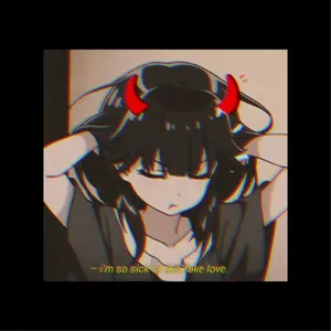 Black Anime Pfp Girl With Red Horns Wallpaper