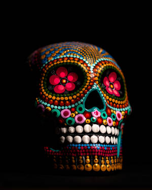 Black Background Sugar Skull Wallpaper