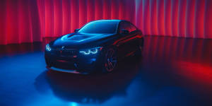 Black Bmw M4 In Neon Room Wallpaper