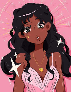 Black Cartoon Characters Pink Dress Wallpaper