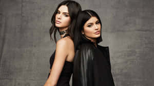 Black Dress Kendall And Kylie Jenner 4k Wallpaper