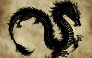 Black Eastern Dragon Wallpaper