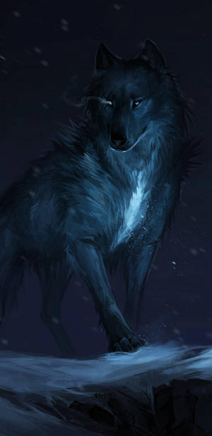 Black Galaxy Wolf Art Wallpaper