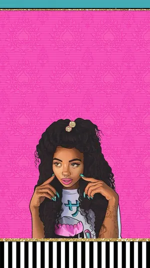 Black Girl Poking Cheeks Wallpaper