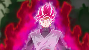 Black Goku With Neon Pink Aura Wallpaper